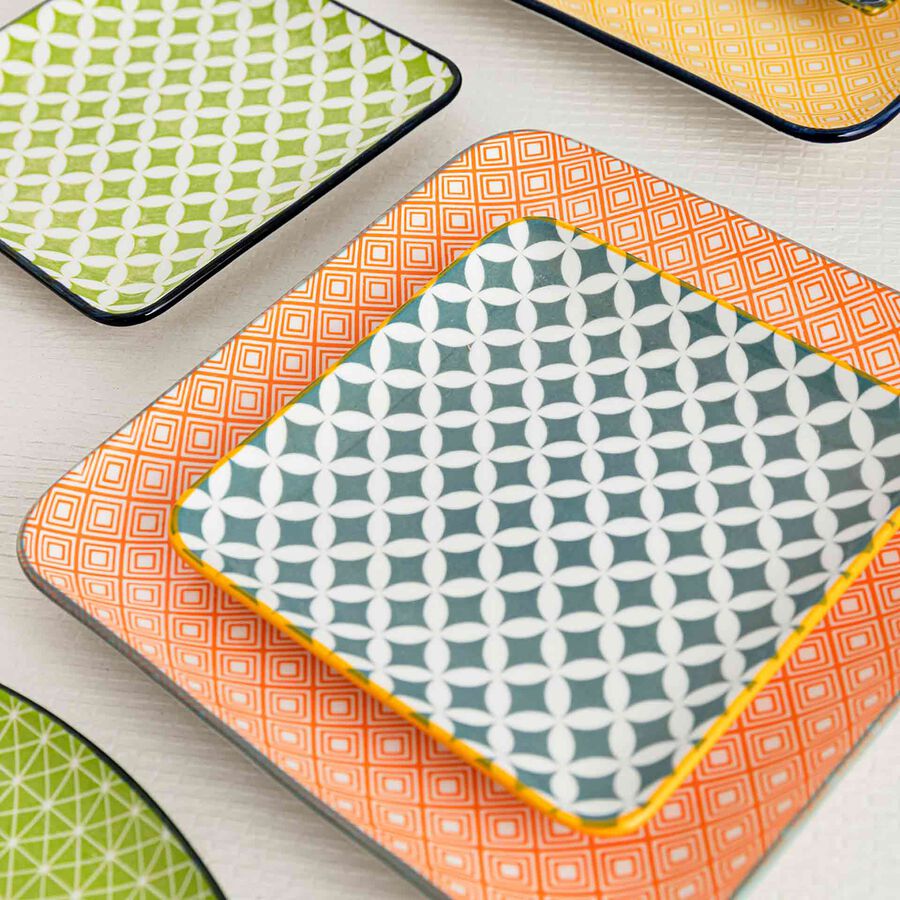 Set de 4 bandejas de porcelana Okinawa 15x9cm