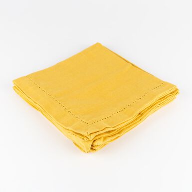 Set de 4 servilletas de algod&oacute;n ocre Chambray 40x40cm