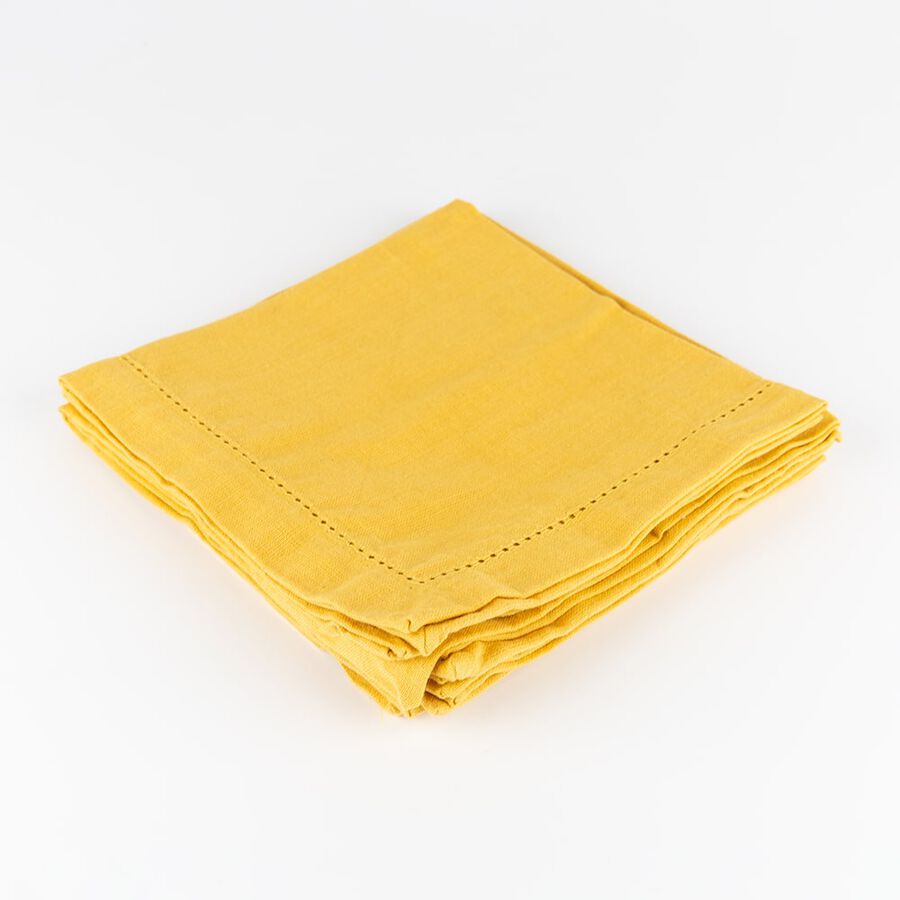 Set de 4 servilletas de algod&oacute;n ocre Chambray 40x40cm