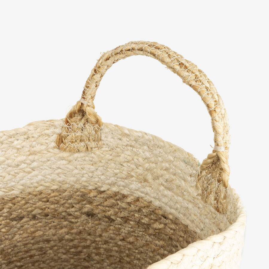 Cesta de yute blanca y natural Vide Ø25x25cm