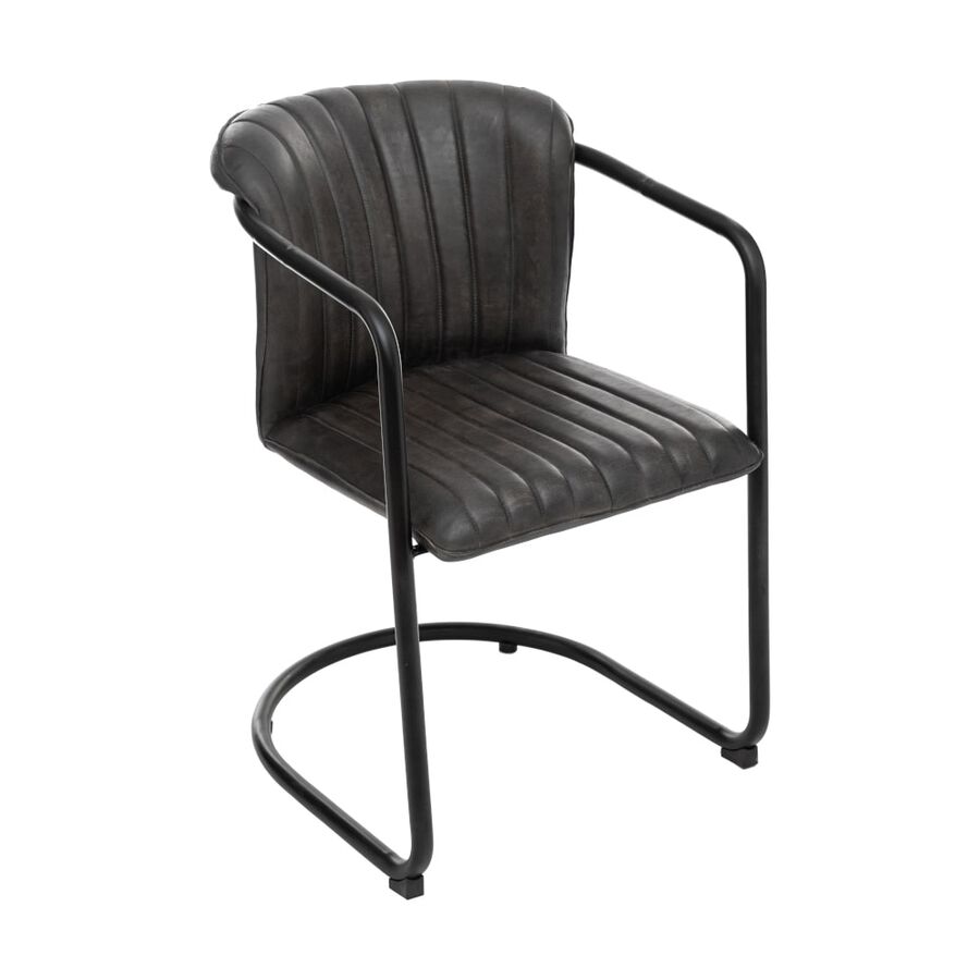 Silla de comedor de cuero negro Dario 53x61cm
