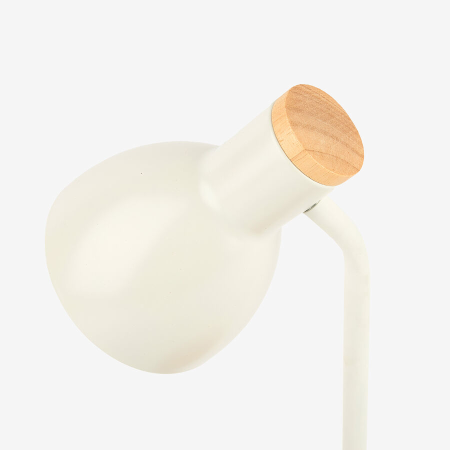 L&aacute;mpara de mesa blanca de metal y madera Flexo &Oslash;14x36cm