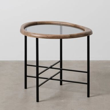 Mesa auxiliar de madera y metal 61x50x53cm