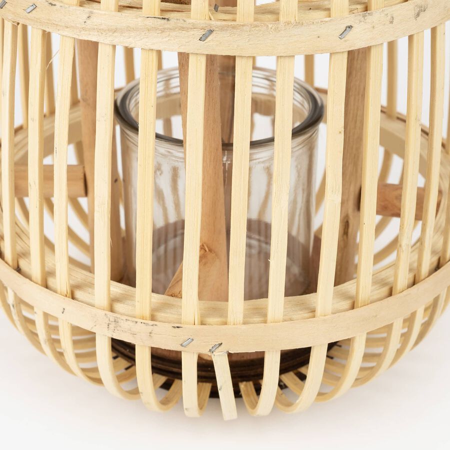 Farol de madera de bambú Chairo Ø24x19cm