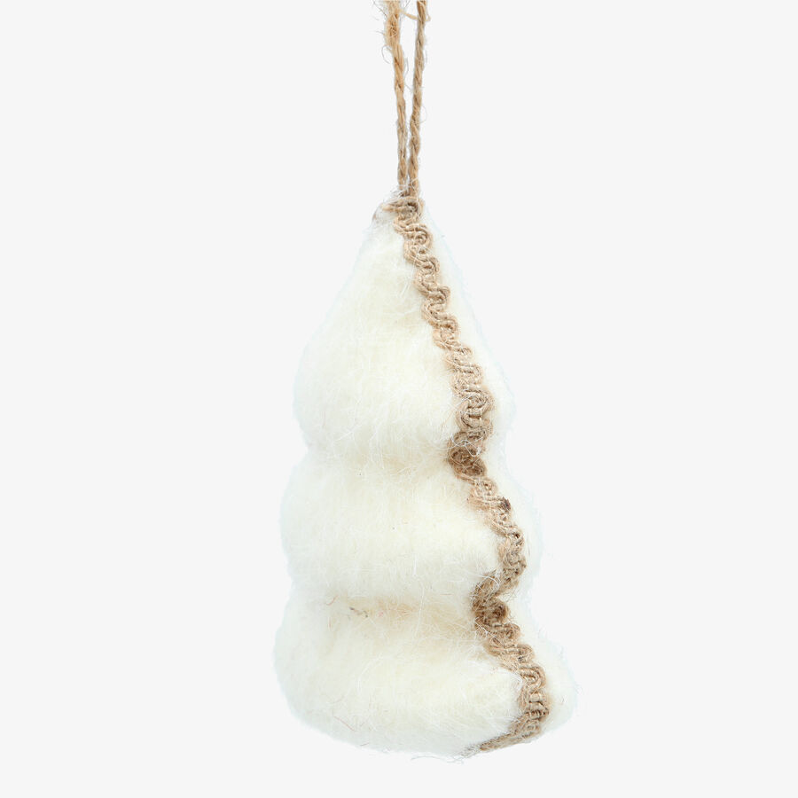 Bola de Navidad de &aacute;rbol de fieltro blanca 11x5x11cm