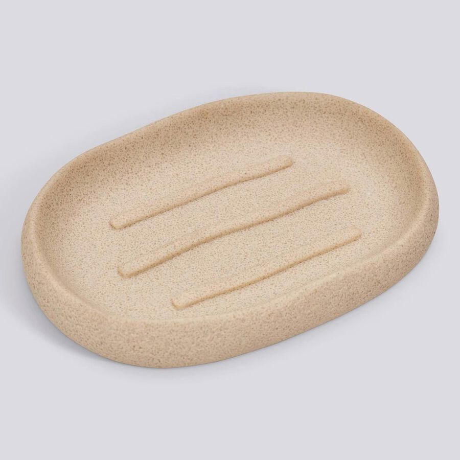 Jabonera Elia de resina beige 13,1x9,2cm