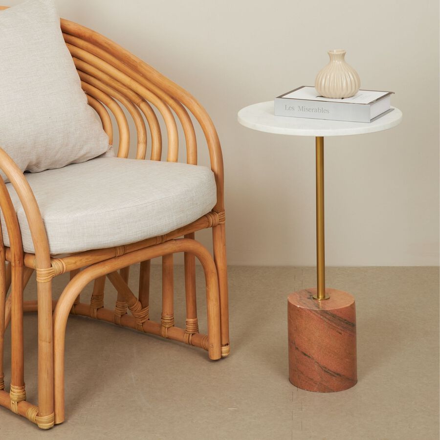 Mesa auxiliar de m&aacute;rmol blanco Kern &Oslash;35x61cm Clau&Chloe