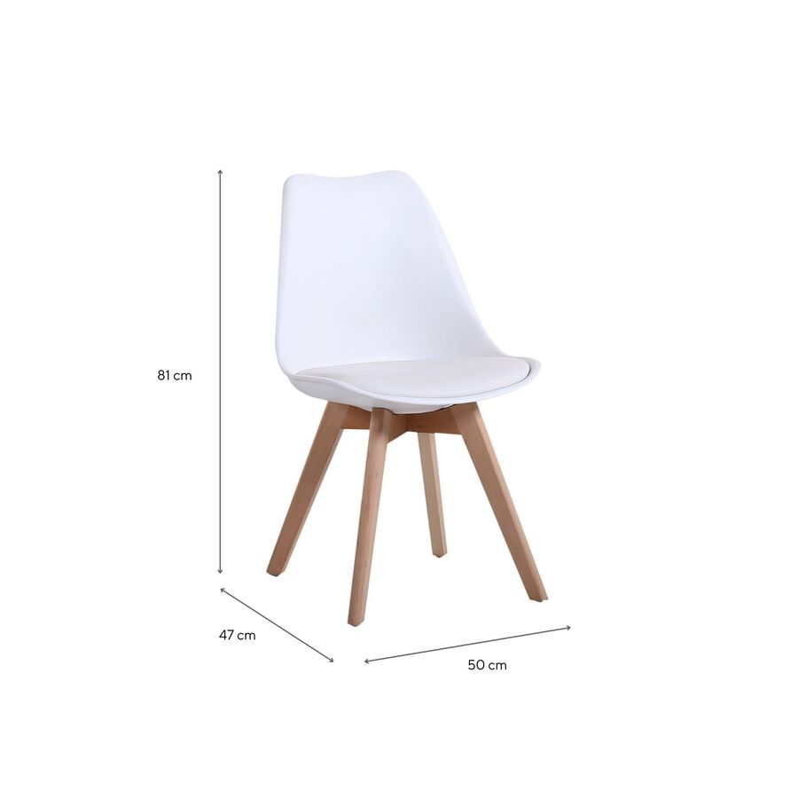 Silla de comedor blanca acolchada Leisure 50x47x81cm
