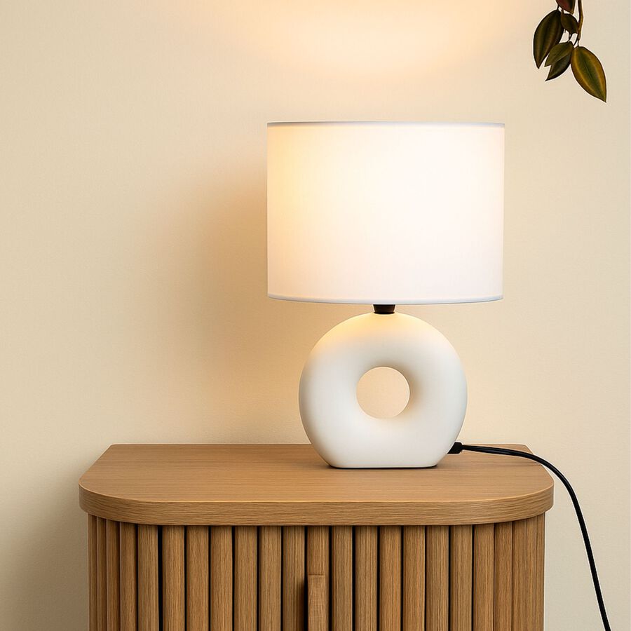 Lámpara de mesa de gres blanca Kliss 18x12x26cm