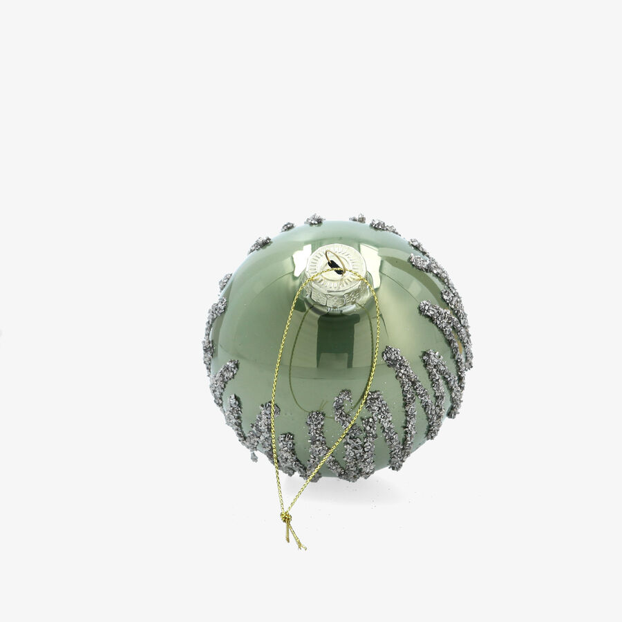 Bola de Navidad verde salvia de cristal &Oslash;8cm