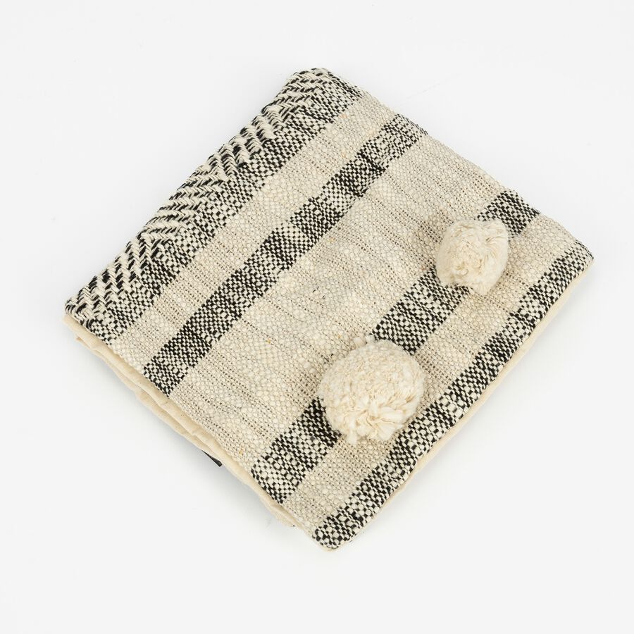 Funda de cojín gris con pompones Mita 45x45cm