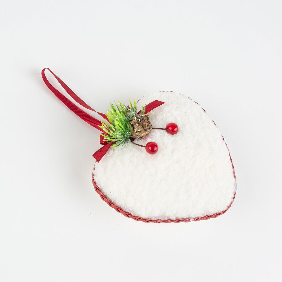 Adorno colgante Corazón de peluche blanco 9cm