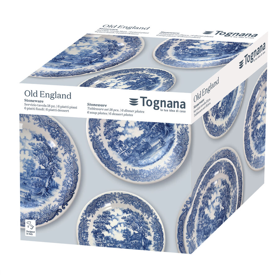 Vajilla de porcelana 18 piezas de gres azul England