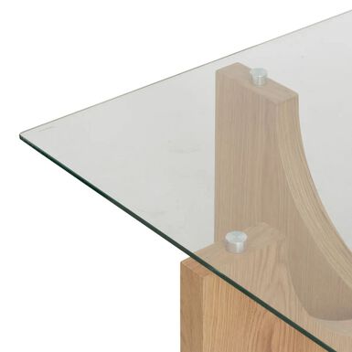 Mesa de centro de cristal y madera DM Milán 85x85x45cm