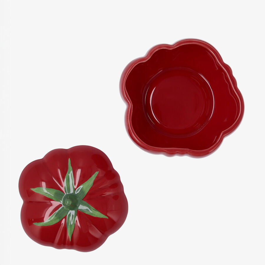 Bol con tapa de tomate rojo de porcelana Huerta 15,5x12cm 