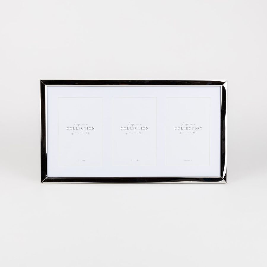 Marco de 3 fotos de metal plateado Kilim 10x15cm