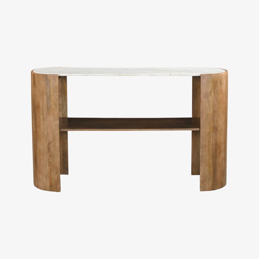 Consola de madera de mango y mármol Varsovia 135x40x80cm Clau&Chloe