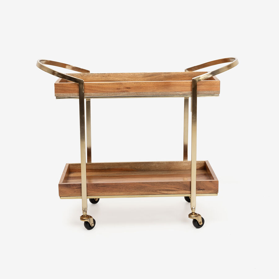 Camarera de madera de acacia y metal dorado Jal 68x33x71cm