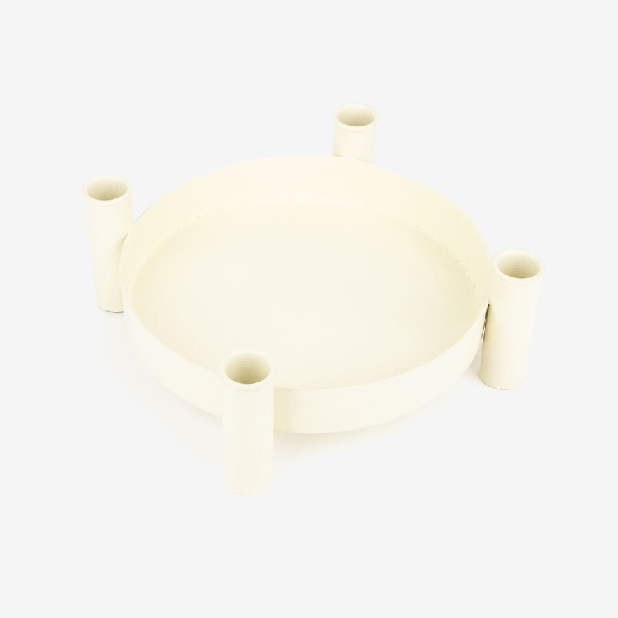 Portavelas de metal beige Sandy Ø26x8cm