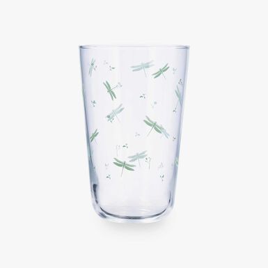 Vaso de vidrio transparente con lib&eacute;lulas verdes Suede 40cl
