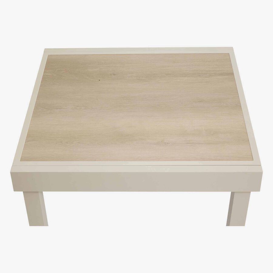Mesa de comedor de jard&iacute;n extensible de aluminio y cristal impreso crema Piazor 90x90x76cm