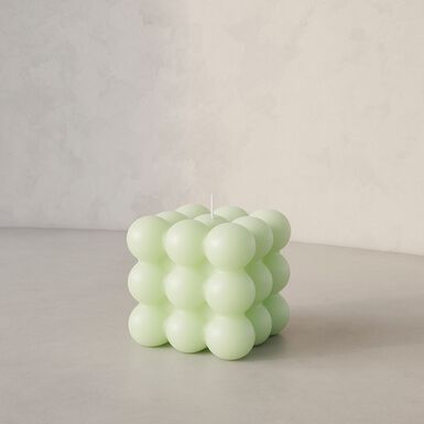Vela decorativa verde Cubic 6x6cm