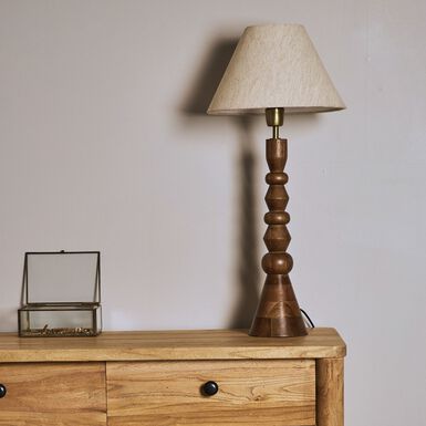 Lámpara de mesa de madera de mango Vati Ø14x55cm