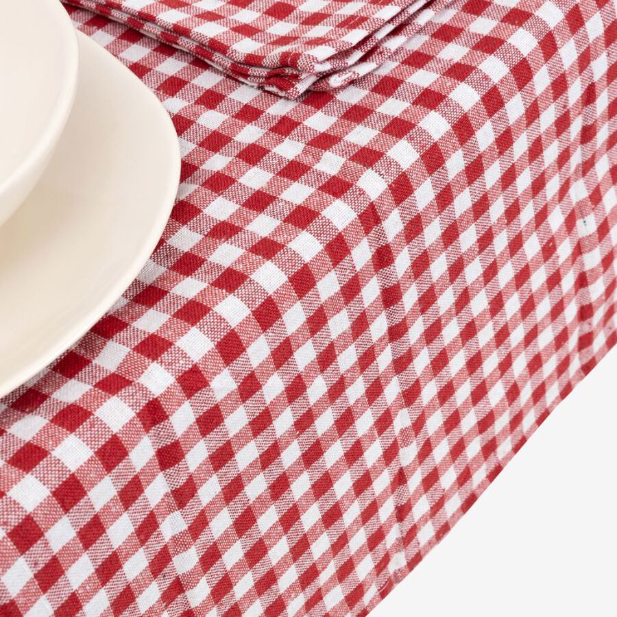 Mantel de algod&oacute;n rojo Vichy 150x200cm