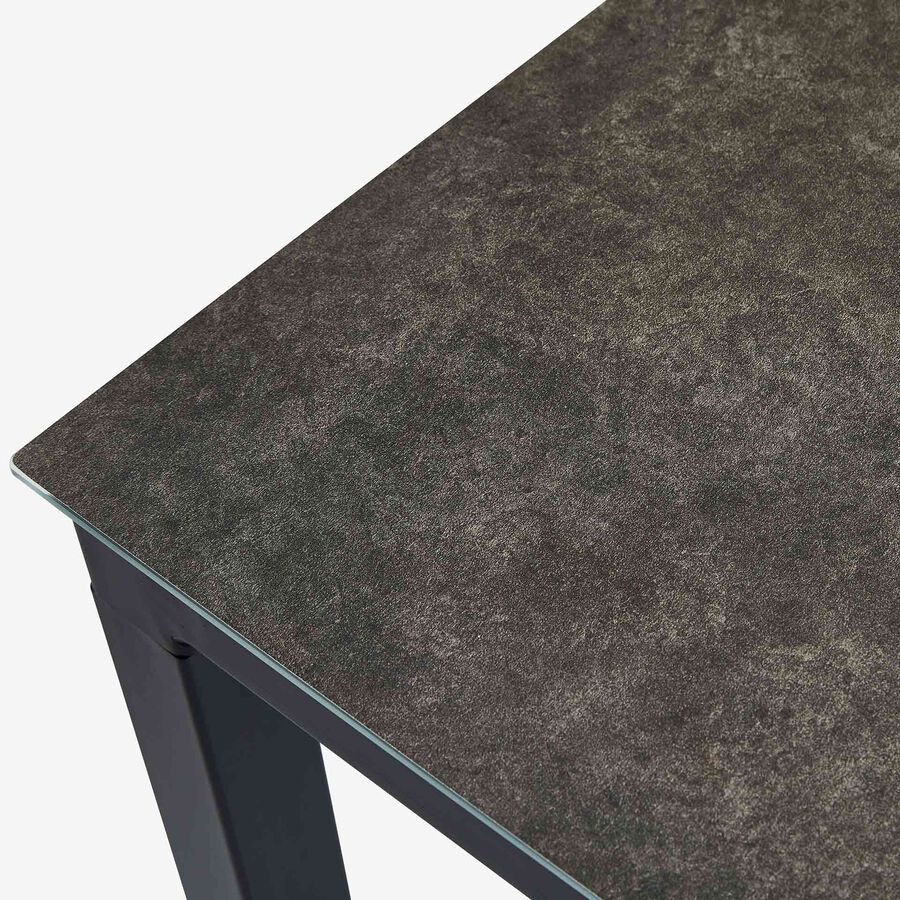 Mesa de comedor de jard&iacute;n de cristal negra Brillia 180x90x75cm