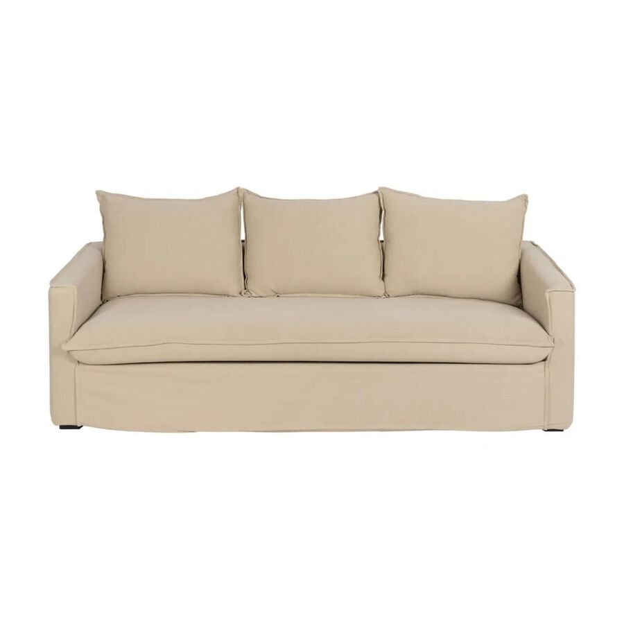 Sofá de 3 plazas de lino y algodón beige Bristol 220x95x90cm