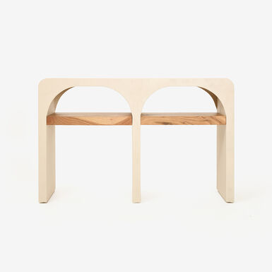 Aparador de microcemento y madera de acacia Kurli 120x35x76cm Clau&Chloe