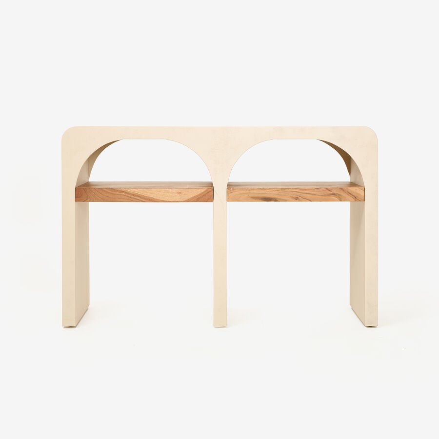 Aparador de microcemento y madera de acacia Kurli 120x35x76cm Clau&Chloe