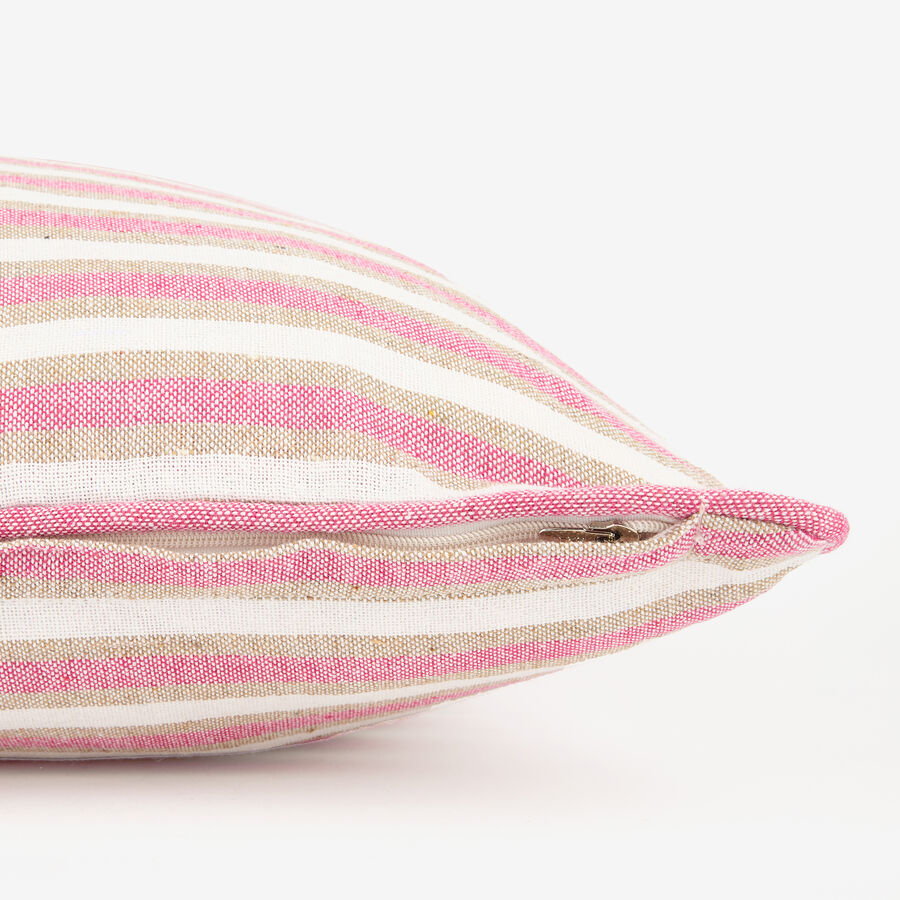 Funda de coj&iacute;n de algod&oacute;n rayas rosas y verdes Marita 45x45cm