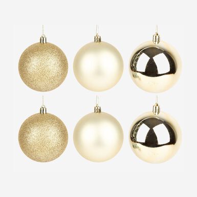 Set de 6 bolas decorativas doradas Ø8cm