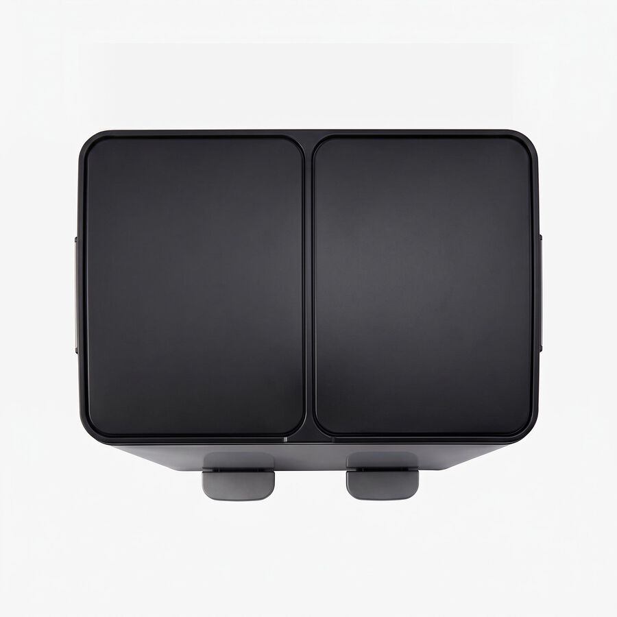 Cubo de basura con pedal doble negro mate de acero 2x30L