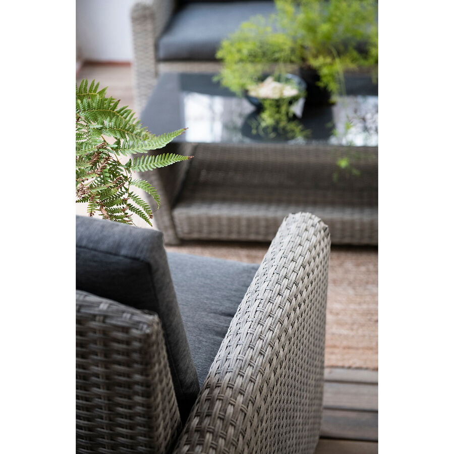 Conjunto de sofás de jardín de 4 piezas de ratán gris 128x76x66cm