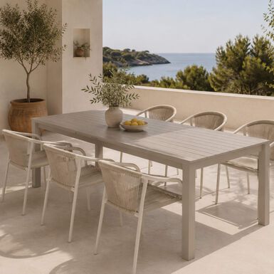 Silla de jard&iacute;n apilable de aluminio crema Rivan 57x62x80cm