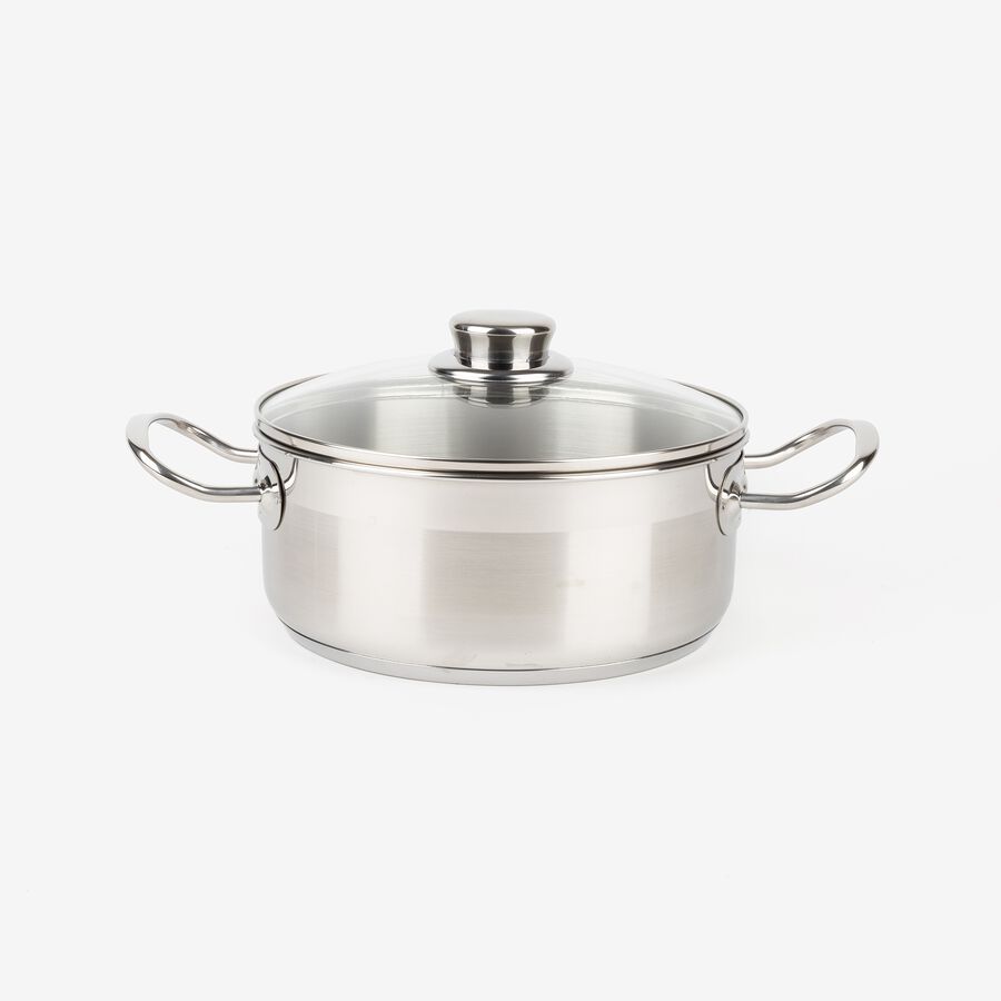 Cacerola de acero inoxidable con tapa de cristal Ø20cm