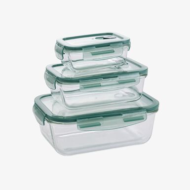 Set de 3 tapers de vidrio herméticos rectangulares 180/80/33cl