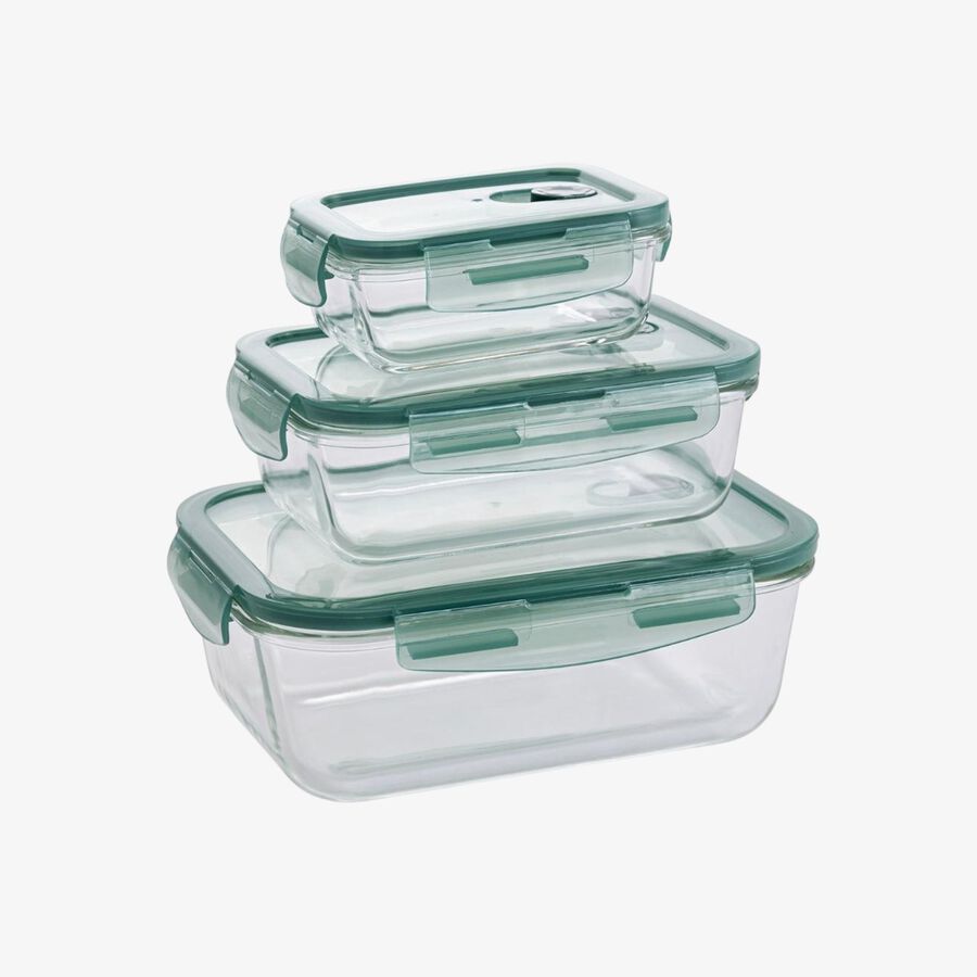 Set de 3 tapers de vidrio herméticos rectangulares 180/80/33cl