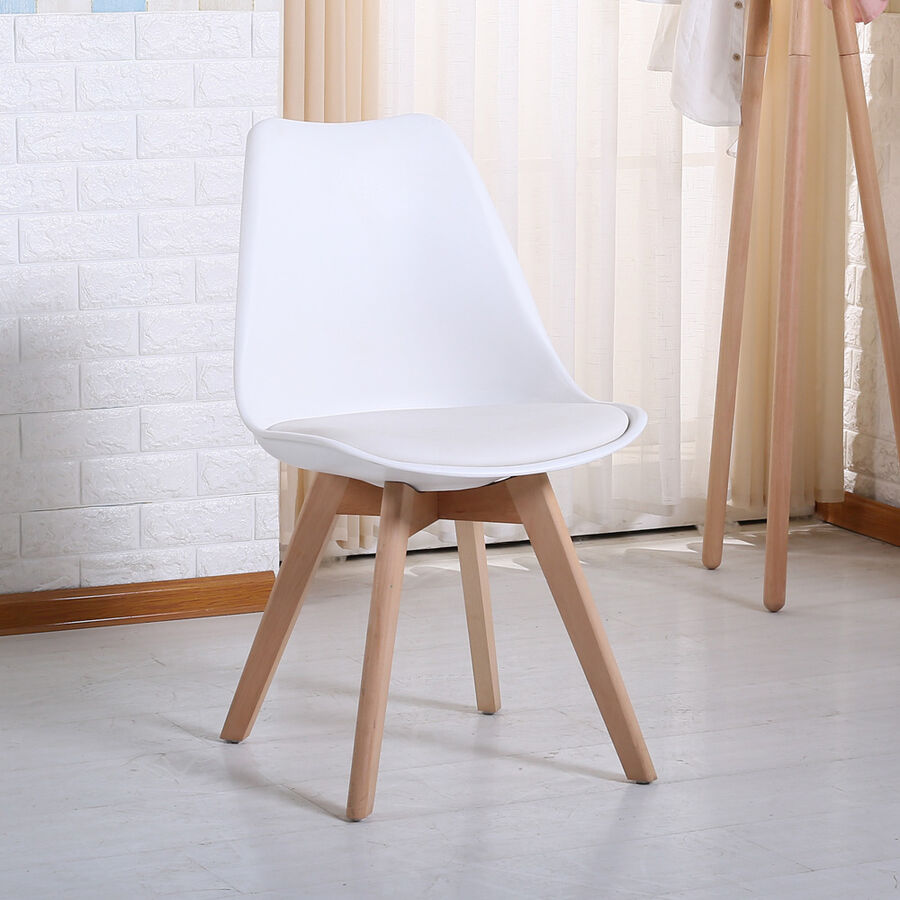 Silla de comedor blanca acolchada Leisure 50x47x81cm