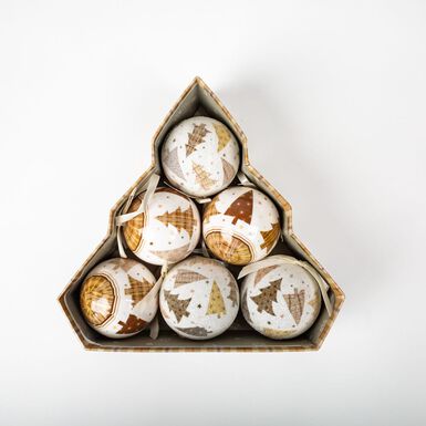 Set de 6 bolas decorativas doradas Árboles 7,5cm