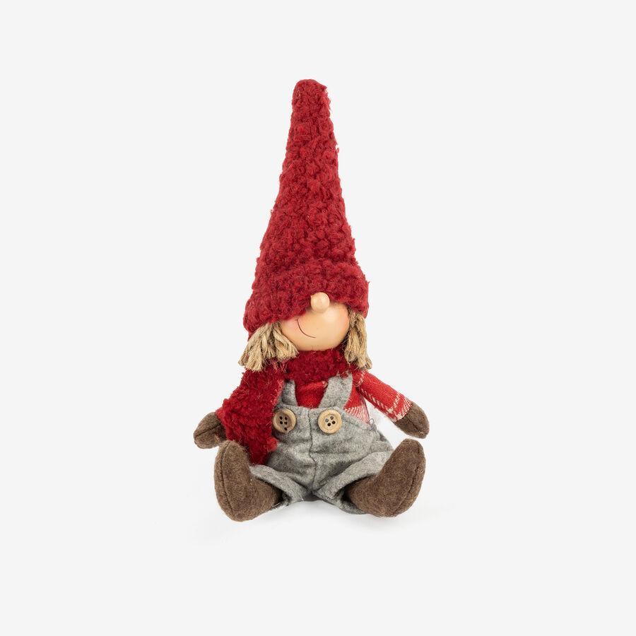 Figura decorativa Muñeco sentado con gorro 28cm