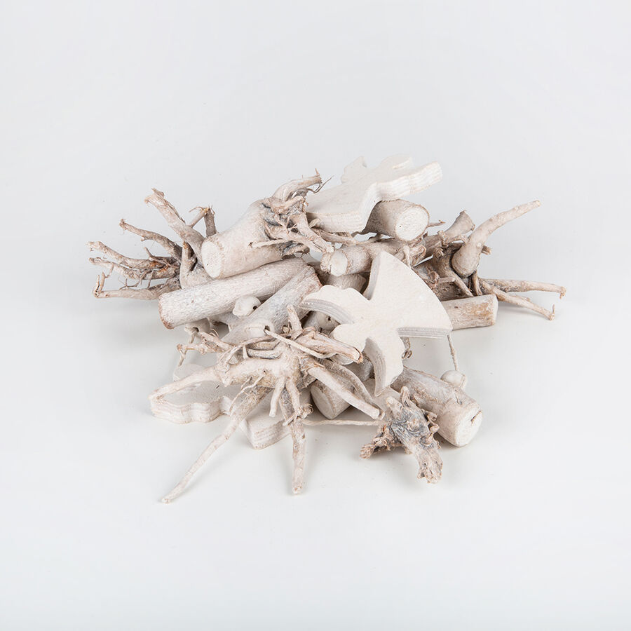 Guirnalda decorativa de madera blanca Ángeles Navidad 100cm