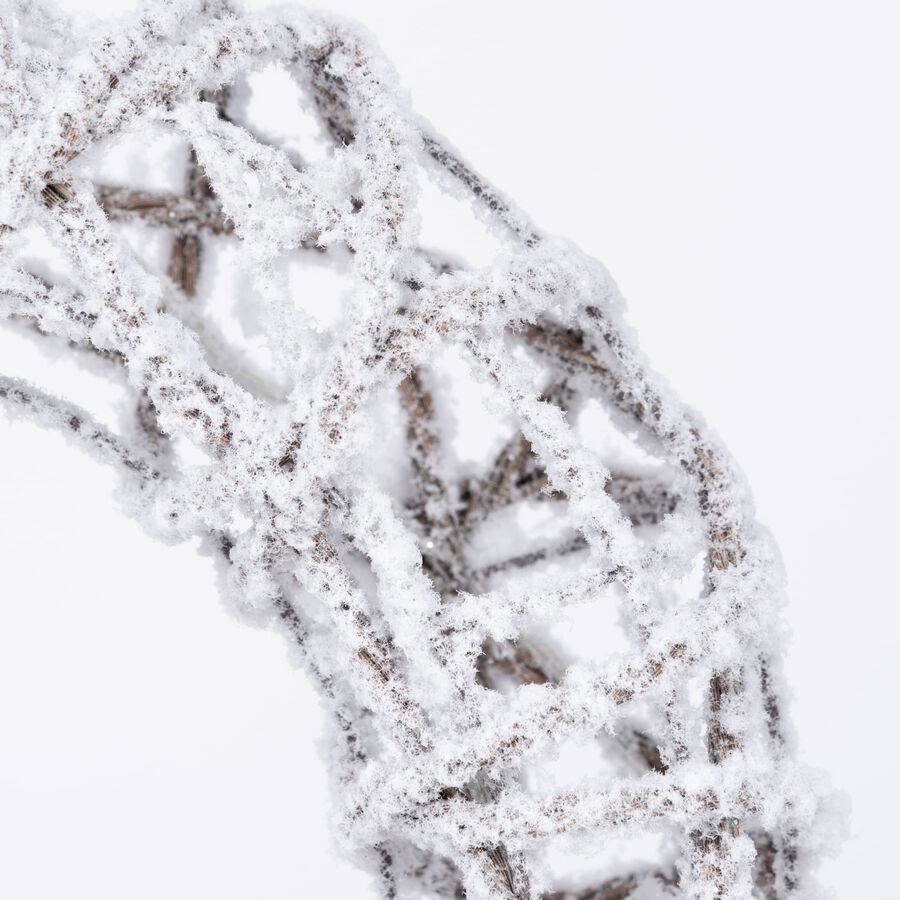 Corona decorativa nevada de ca&ntilde;a con luz LED &Oslash;30cm