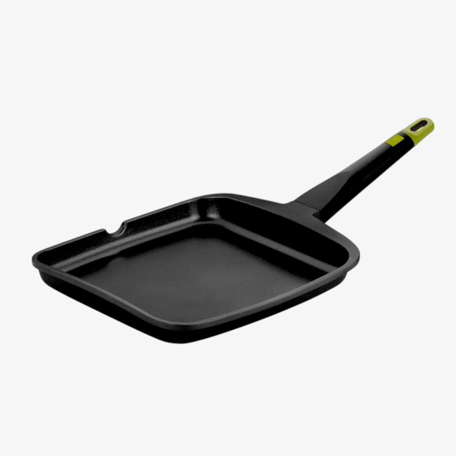 Grill liso de aluminio fundido antiadherente apto para inducción Foodie 28x31cm - BRA