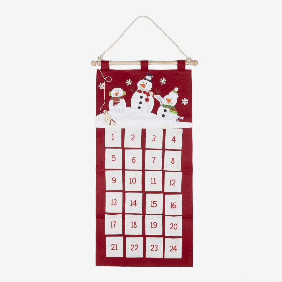 Calendario de adviento rojo de fieltro 82cm