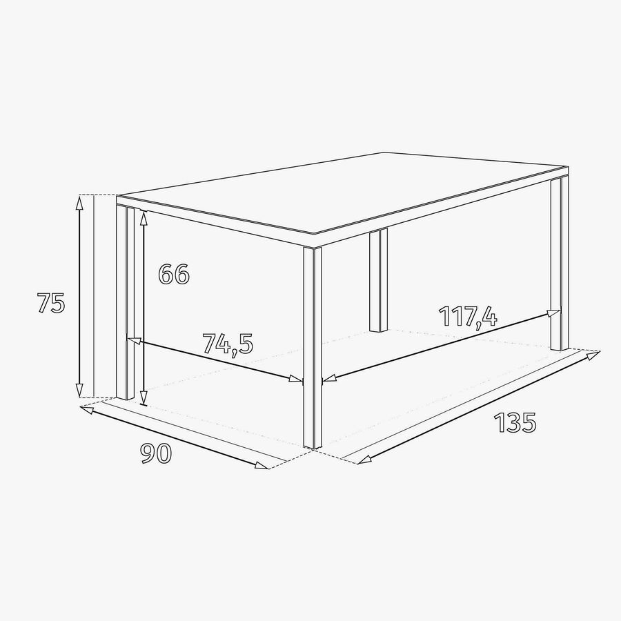 Mesa de comedor de jard&iacute;n extensible de aluminio crema Piazor 135x90x76cm