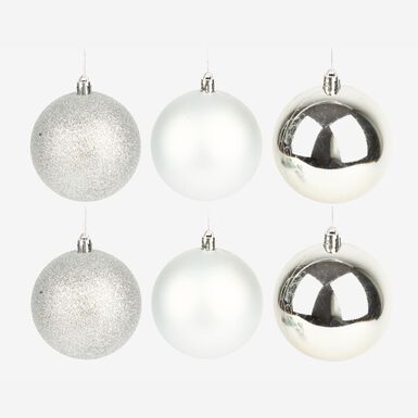 Set de 6 bolas decorativas plateadas Ø8cm