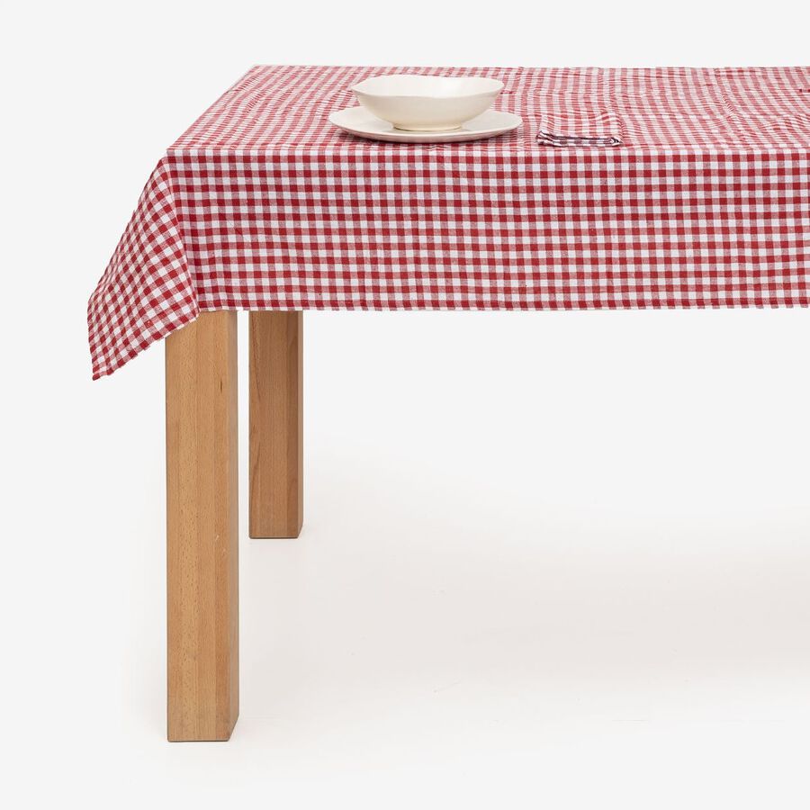 Mantel de algod&oacute;n rojo Vichy 150x150cm
